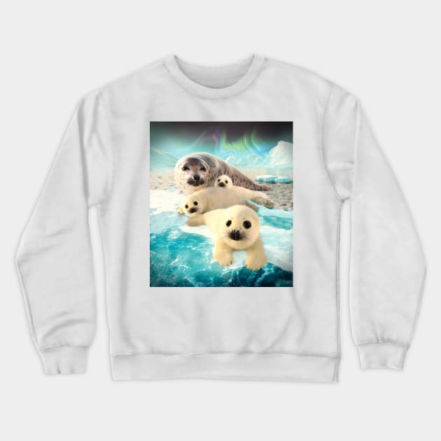 Grey Seals Crewneck Sweatshirt by David Penfound Artworks